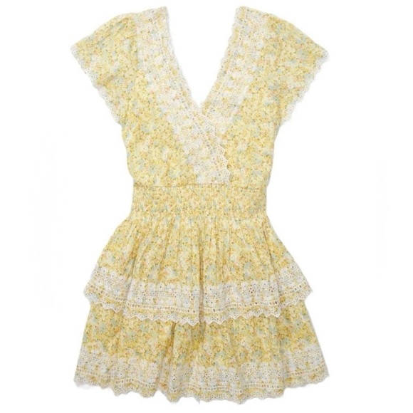 American Eagle Yellow Ruffle Dress Kentucky Derby Garden Party Floral M - Picture 3 of 7